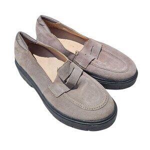 Dr. Scholl's Suede Leather Grey Platform Loafer